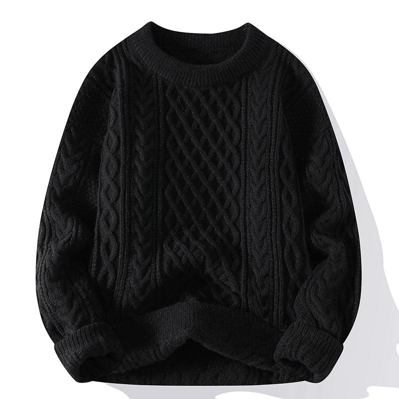 Autumn And Winter New Men's Twist Sweater Casual Round Neck Pullover Top