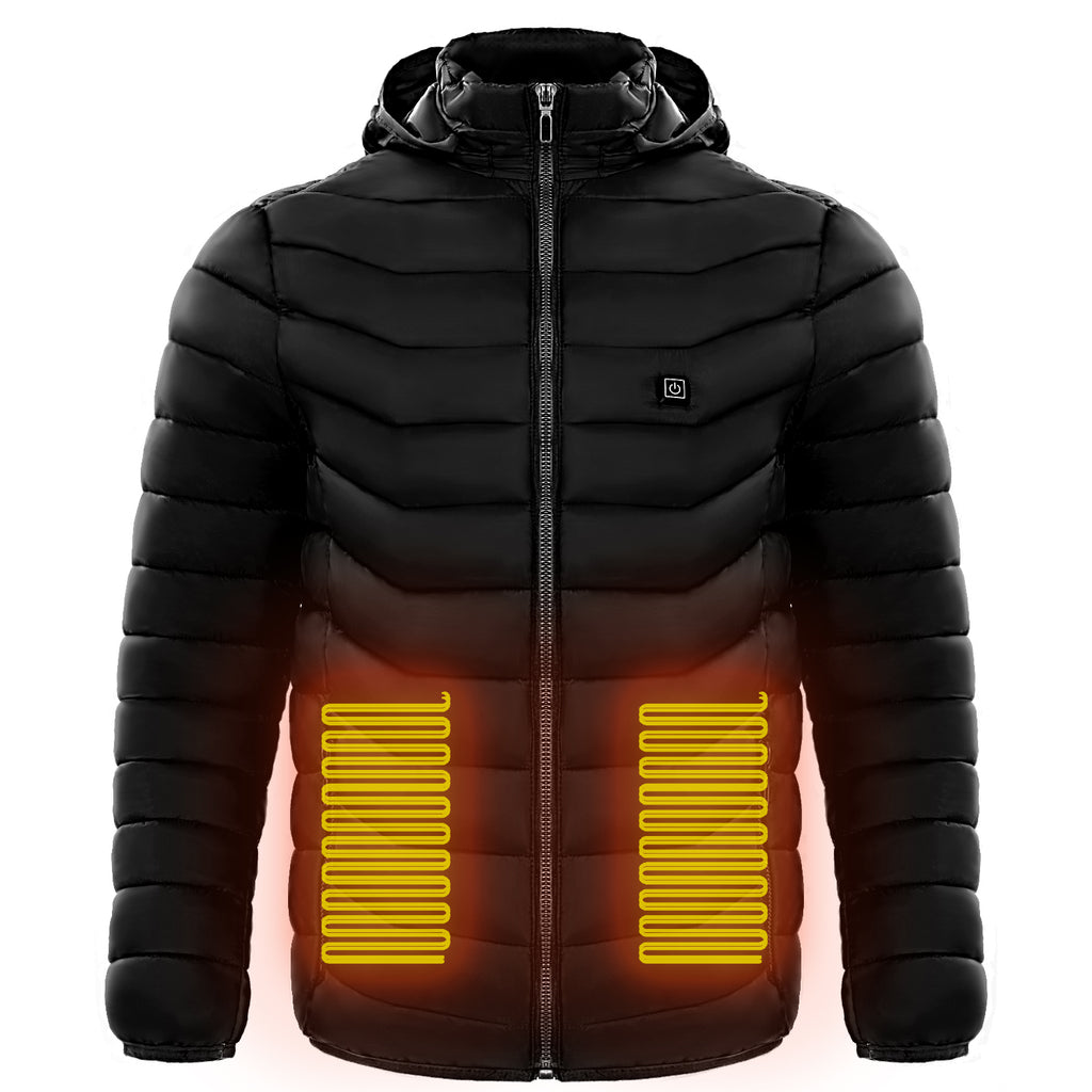 Men Heated Puffer Jacket Electric Heating Coat Insulated Hood Windbreaker