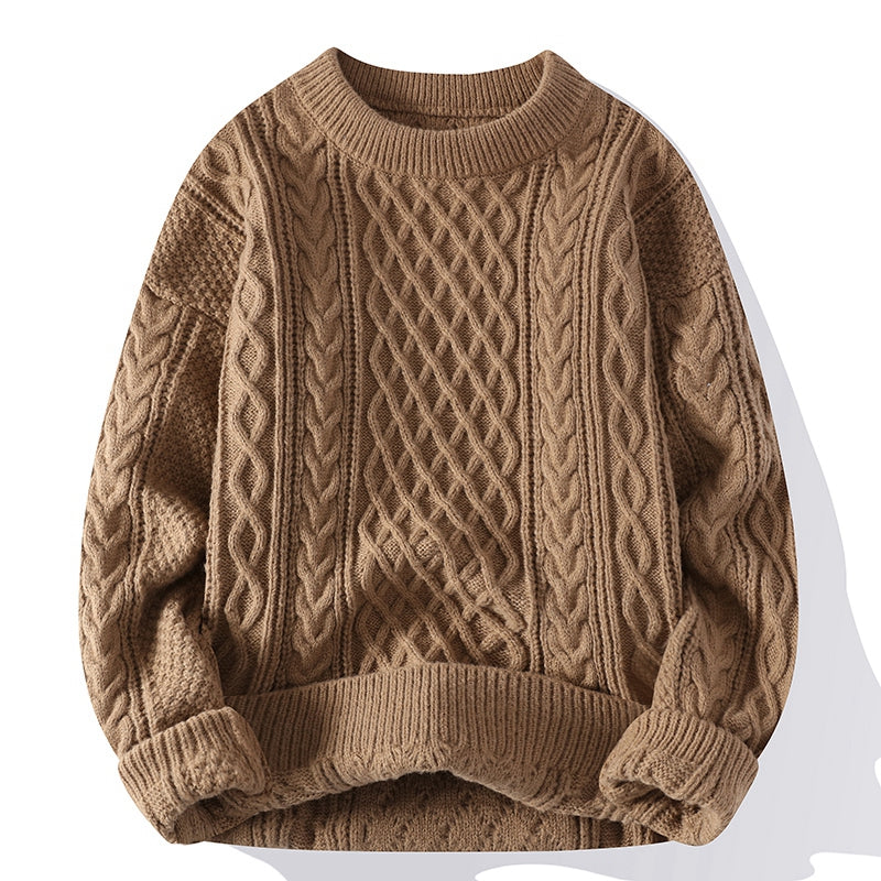 Autumn And Winter New Men's Twist Sweater Casual Round Neck Pullover Top